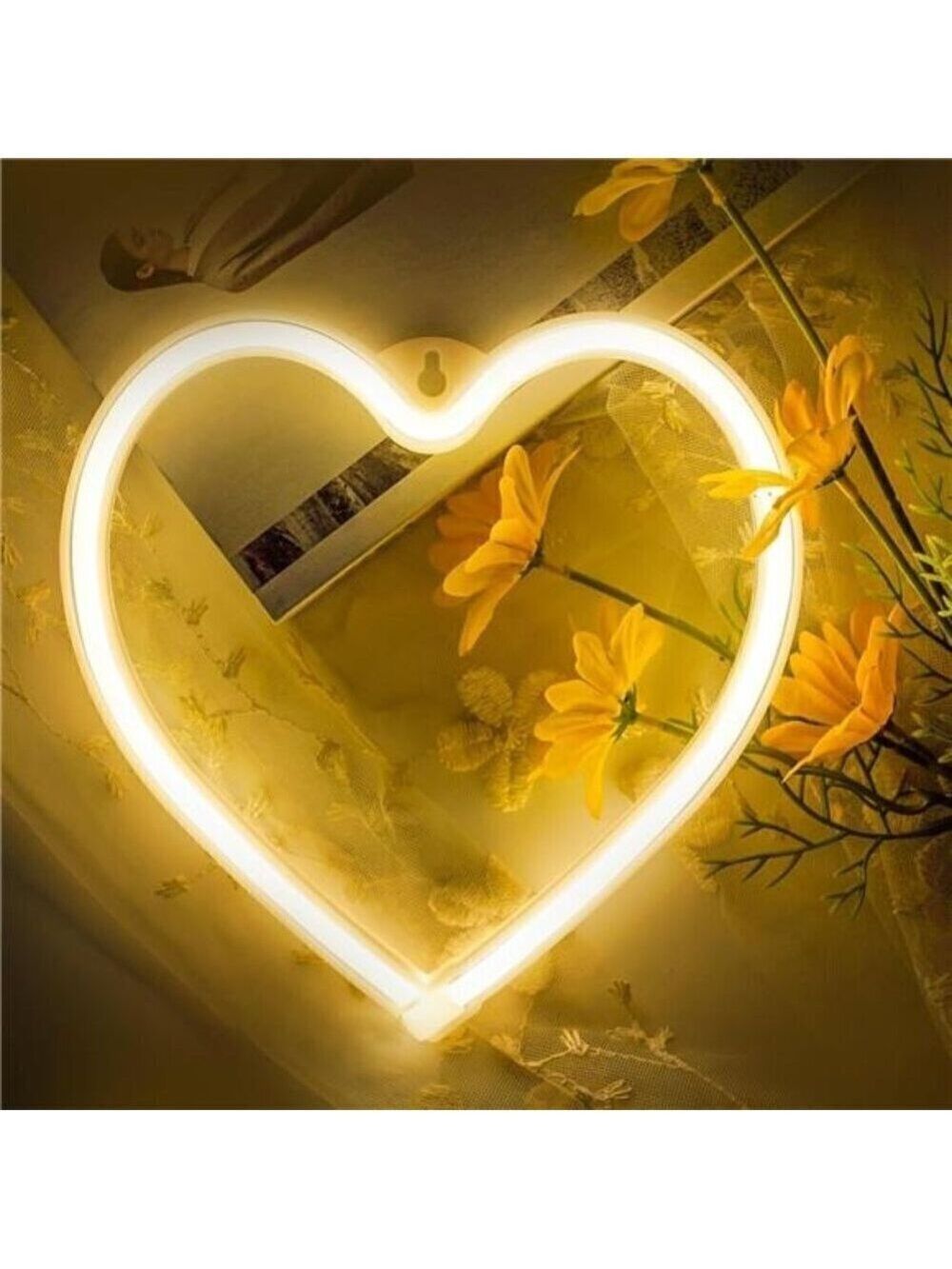 Heart Neon Sign Lights Decoration Lamp, LED Wall Classroom Bedroom Girl's Room
